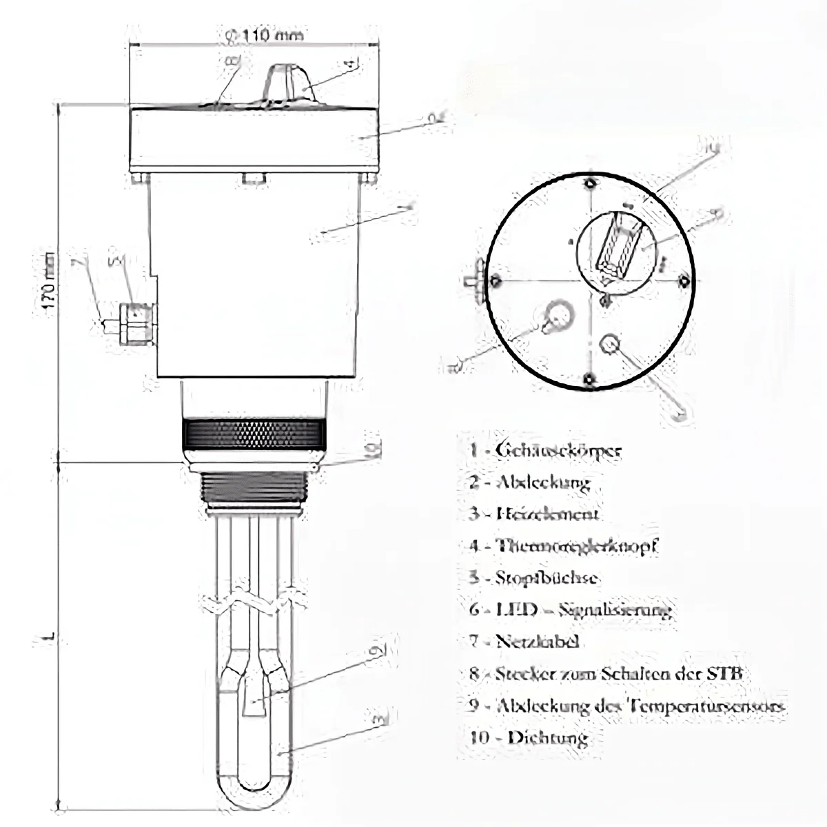Heizpatrone einstellbare  6 kW  Elektroheizpatrone  PV geeignet - Image 2